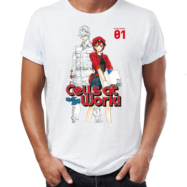

men's t shirt cells at work platelet red blood cell white anime otaku funny awesome artwork drawing printed tee