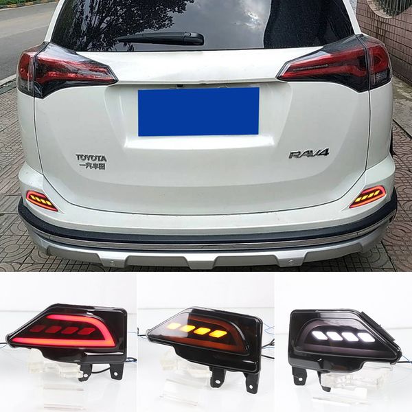 2PCS LED автомобиля бампер отражатель свет для Toyota RAV4 2016 - 2019 Задний Tail Light Противотуманные фары сигнала поворота тормоз Стояночный лампы