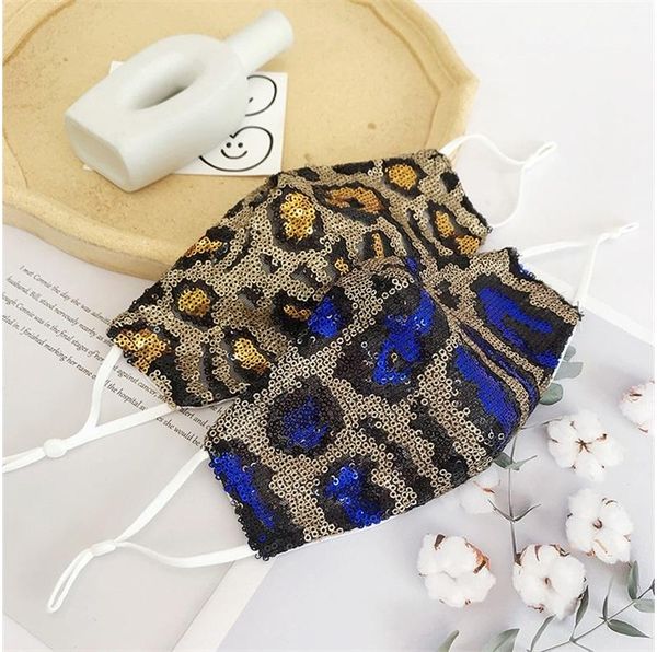 

leopard print mascarilla fashion sequin face mask reuseable adjustable dustproof respirators multicolour snake skin pattern 4 3jm f2