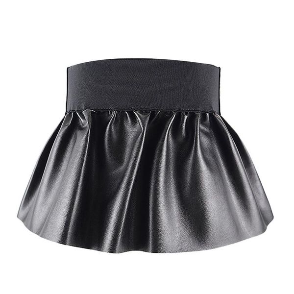 

lotus high leather leaf wide belts for women garters pu elastic waistband belts pleated skirts elegant waist belt girdle female vdpxc, Red;black
