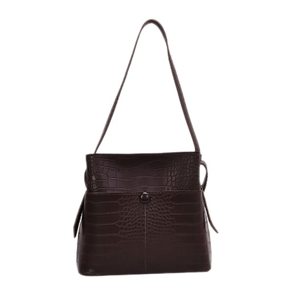 

asds-leather bucket bag retro handbag fashion crocodile pattern casual shoulder messenger bag women