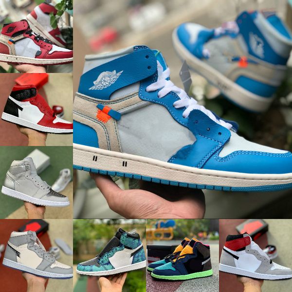 

high mens 1s basketball shoes chicago white ow blue unc satin snake dark mocha tie dye og bio hack mocha patent green blue red toe designers, Black