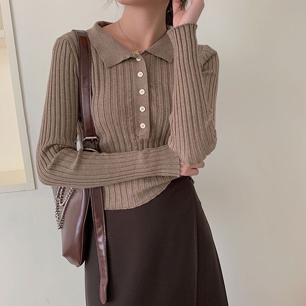 

korean version of the collar long-sleeved sweater women's 2020 autumn and winter new slim and slim super versatile top, White;black