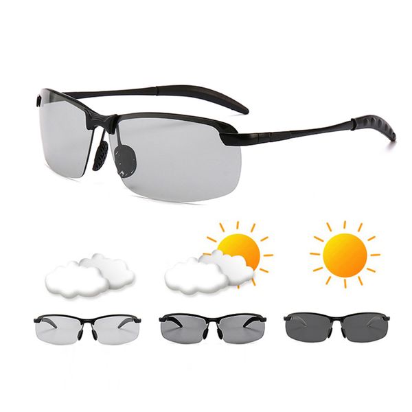 

pchromic sunglasses men polarized driving chameleon glasses male change color sunglasses day night vision driving eyewear, White;black