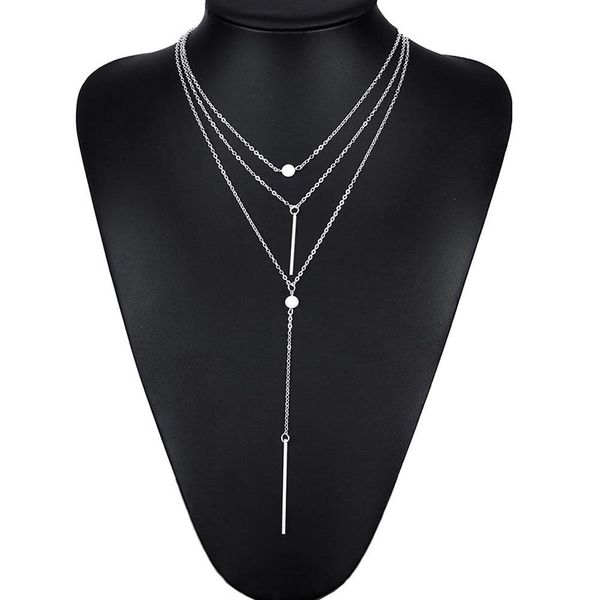 

chains fashion rose glod color women's multilayer necklace small dots delicate elegantfor women jewelry - 039, Silver