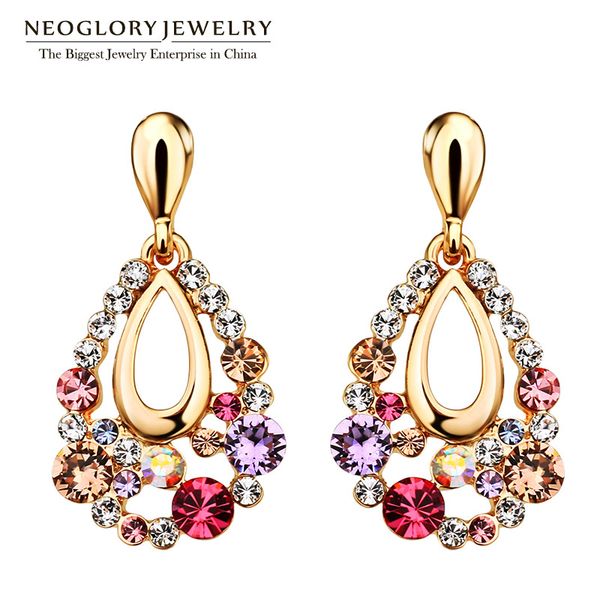 

neoglory chandelier austrian multi colorful dangle earrings gift girl friend brand fashion statement jewelry 2020 new colf, Silver