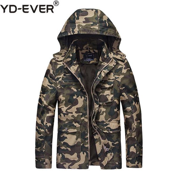 

autumn warm camo hoodie jacket men winter windbreaker tactical jacket camouflage multi pockets casual coats, Black;brown