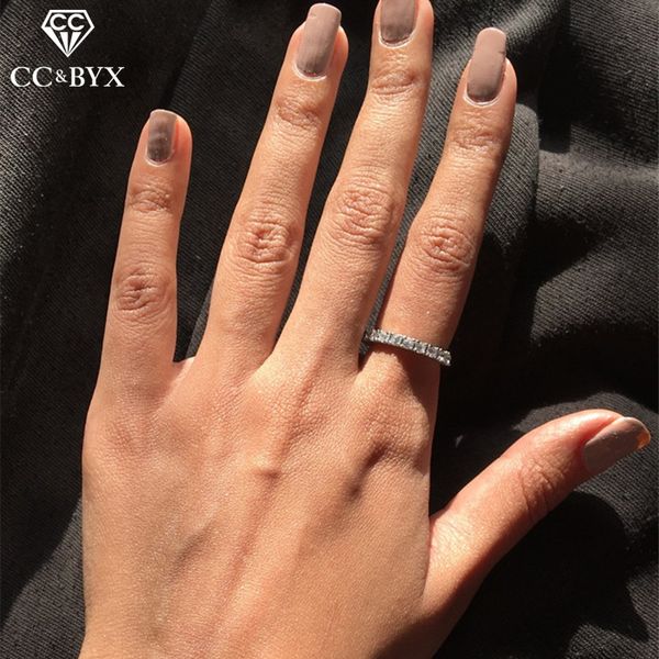 

cluster rings simple for women trendy 925 silver jewelry cubic zirconia bridal wedding engagement bijoux femme drop 1565, Golden;silver