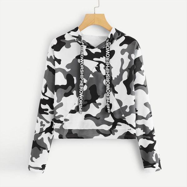 

camouflage hoodies women 2020 new fashion sweatshirt female long sleeve hoody hip autumn winter military hoodie plus size hooded, Black