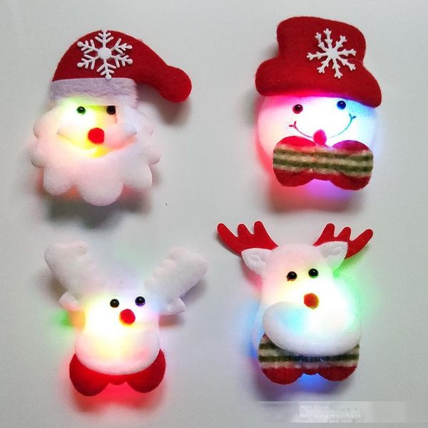 

2019 new christmas decorations christmas flash cloth art brooch santa claus luminous brooch 3.5inch christmas gifts