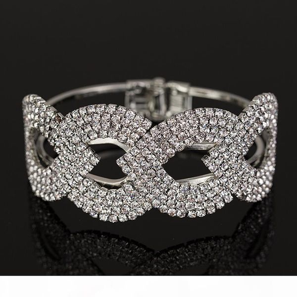 

h wholesale price new fashion sliver plated crystal rhinestone cuff bangle bracelet women jewelry b018, Black