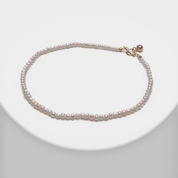 

amorita boutique classic thin natural pearl necklace with short choker, Golden;silver
