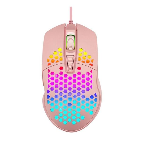 

1 pc lightweight wired gaming mouse hollow honeycomb pattern game mice with rgb colorful light effect