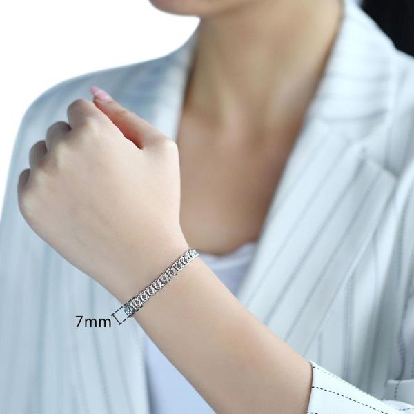 

link, chain 7mm wide white gold filled gf bracelet for women men snail link jewelry gifts womens mens wristband lgb372, Black