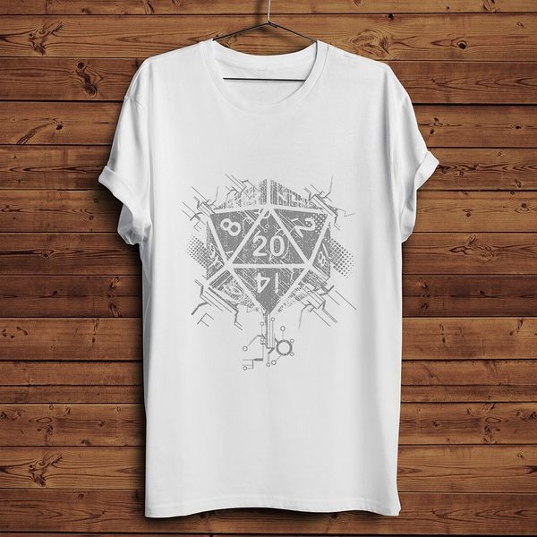 

icosahedron dice funny t shirt men summer new white casual homme cool geek t-shirt
