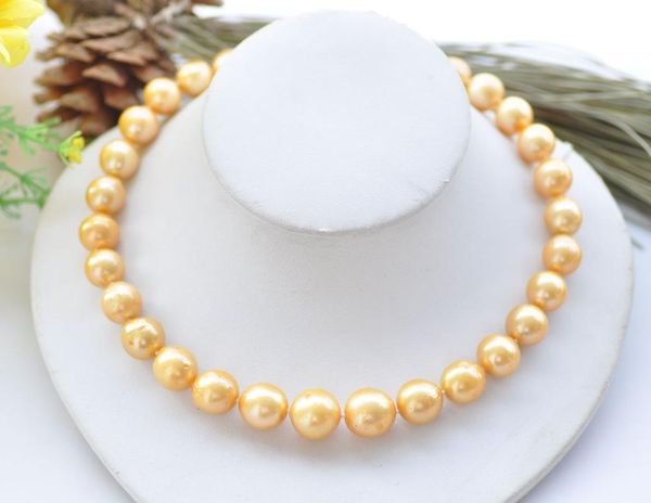 

p7727 huge 17" 16mm golden round keshi edison pearl necklace cz, Silver