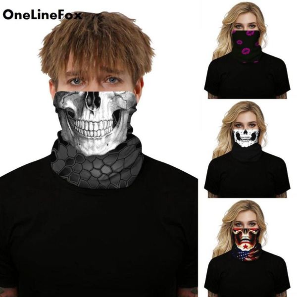 

onelinefox halloween skull flower printed face magic scarf outdoor sporting headwear riding scarf cycling neck headband bandana, Blue;gray