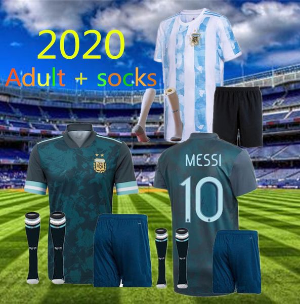 

copa america new 2020 2021 men argentina soccer jersey kits+socks 20 21 messi dybala maradona aguero di maria higuain football shirts, Black;yellow