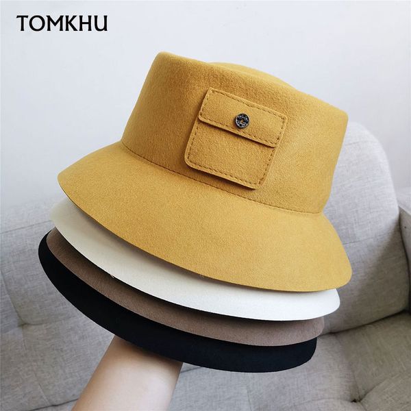 

new harajuku warm wool winter hat for ladies cloche fedora hat retro style pocket bucket women female floppy, Blue;gray