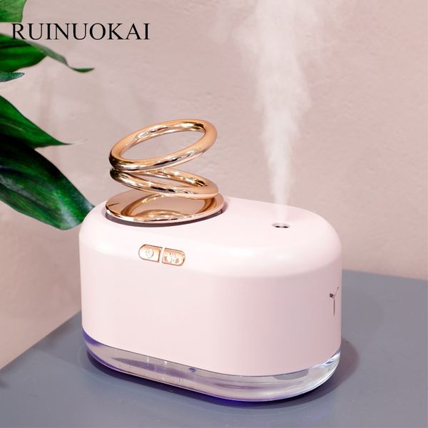 

humidifiers double ring rotating dynamic portable humidifier 2000mah battery usb electric essential oil aroma diffuser air 300ml