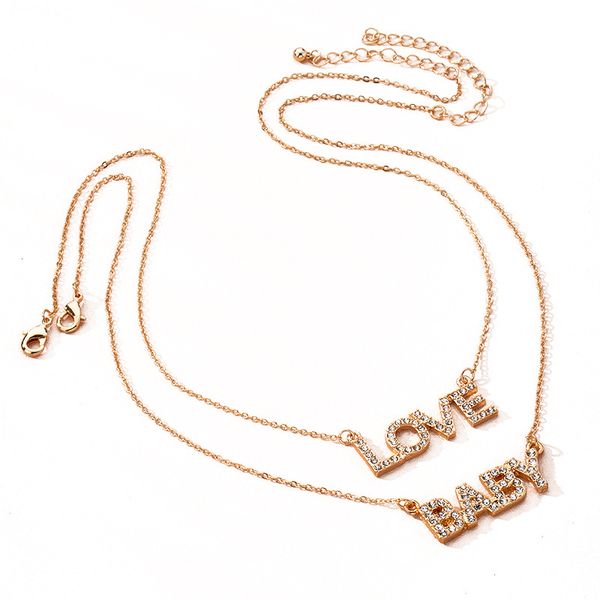 

2020 ins gold chain baby love boss love letters minimalism pendant choker necklace korean fashion jewelry, Silver