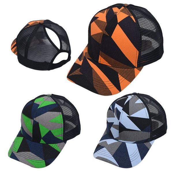

женщины лето colorblock абстрактный геометрический бейсболка mesh назад грязный bun отверстие солнцезащитный регулируемое папа hat, Blue;gray