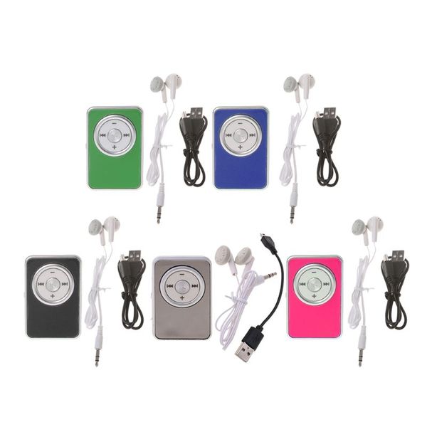 

mini clip music media mp3 player support tf with earphone usb cable