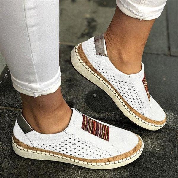 

striped vulcanized breathable elastic retro casual flat shoes new women's shoes hollow women's suitable for wide-leg, Black