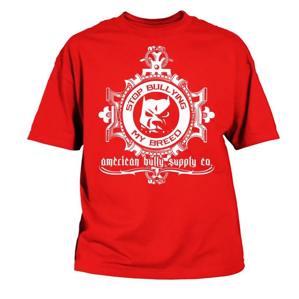 

2019 advertising brand new o-neck short-sleeved slim fit striped sbullying my breed red pit bull custom t shirt design