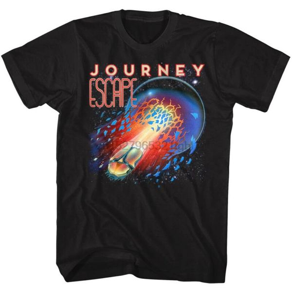 

journey mens music steve perry t-shirt escape tour black cotton sizes sm - 5xl