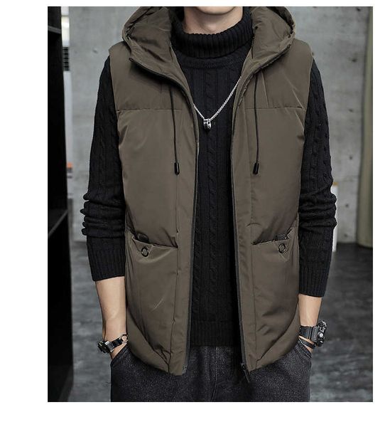 

2020 new arrival mens vest jacket fashion winter men thick keep warm down vest coat casual sleeveless jackets with hooded, Black;white