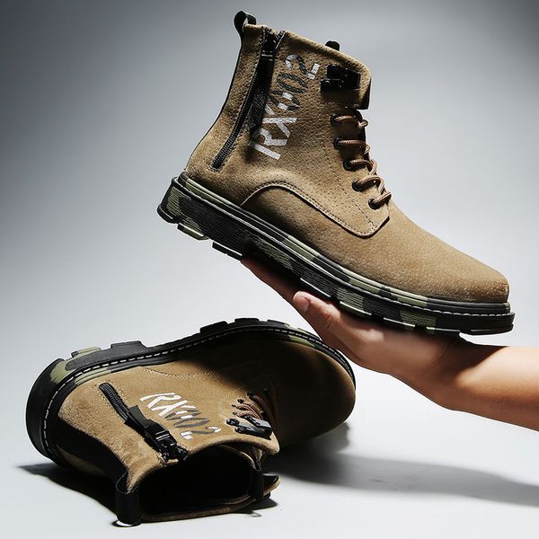 

2020 new super warm men's winter pu leather ankle boots autumn waterproof snow men's boots leisure espadrilles men, Black