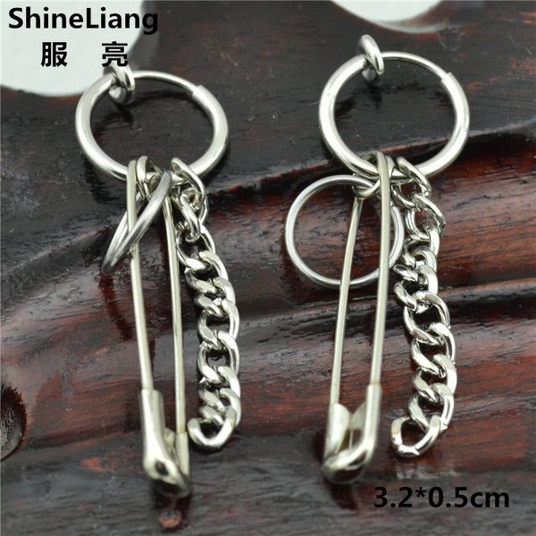 

drop earrings for women clip on the ear without piercing pin chain circle fashion jewelry accessories wholesale ladies earrings, Silver