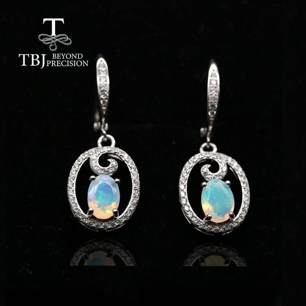 

925 sterling silver natural opal clasp earring oval cut ethiopia opal jewelry gift gilr earrings tbj promotion