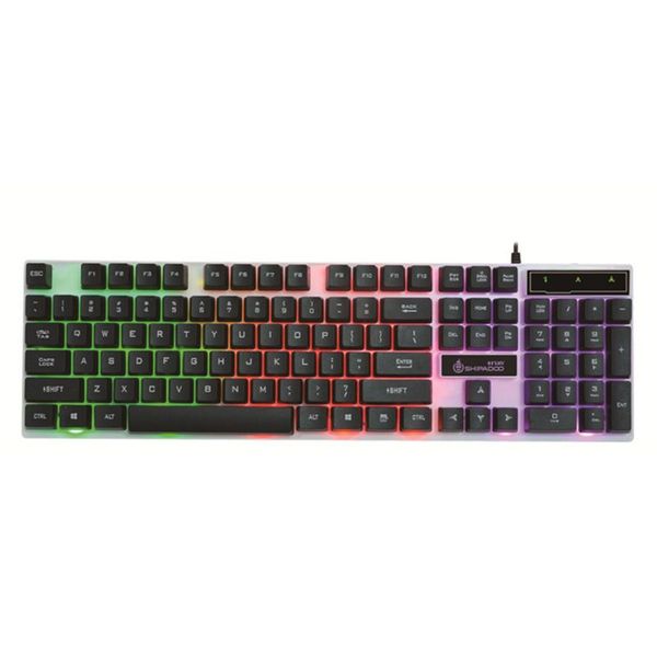 

usb computer wired keyboard colorful backlit game rainbow glow floating button t3lb
