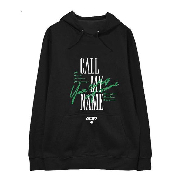 

kpop got7 call my name album oversized hoodie hip hop streetwear loose hooded pullover printed long sleeve sweatshirts wy1263, Black