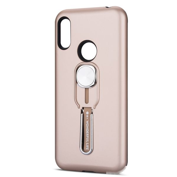 

for huawei y6 2019 case holder stand magnetic bracket kickstand tpu silicone shockproof phone case with finger loop strap