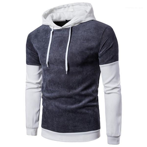 

contrast color pullover long sleeve mens hoodies casual males clothing panelled men designer hoodies fashion personality, Black