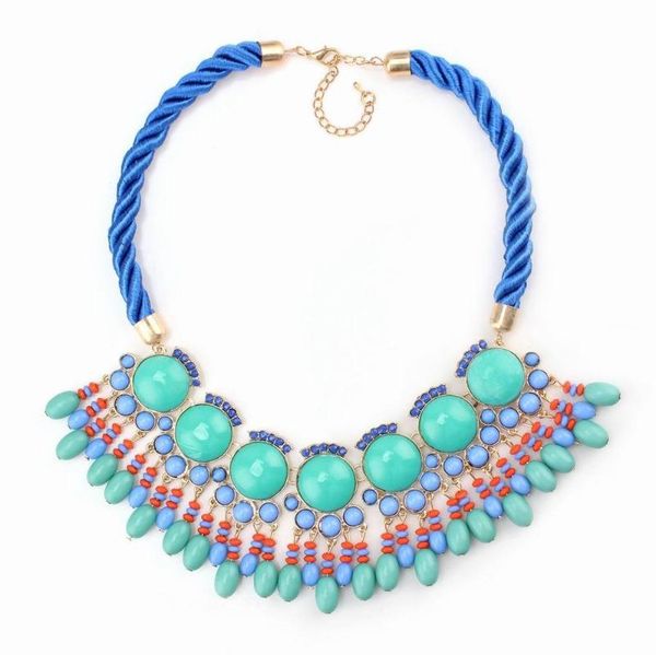 

2020 new fashion rope chain bead pendant handmade statement necklace wholesale for women, Silver