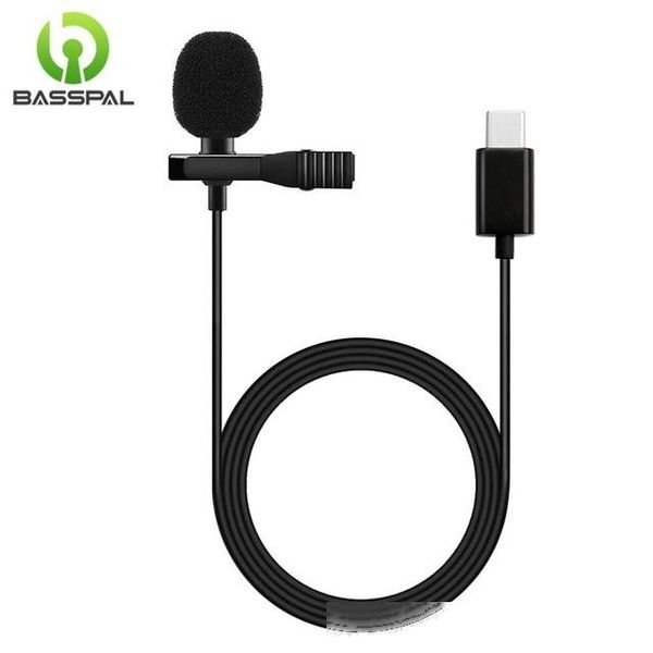 

ortable audio video microphones basspal professional lavalier lapel microphone omnidirectional mic 360Â° easy clip on only for usb type-c