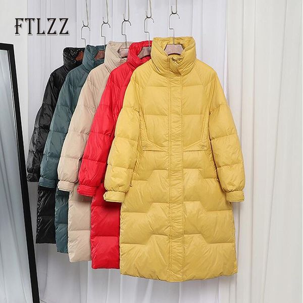 

women's down & parkas women windproof jacket 2021 winter stand collar white duck puffer coat female loose casual long outwear, Black