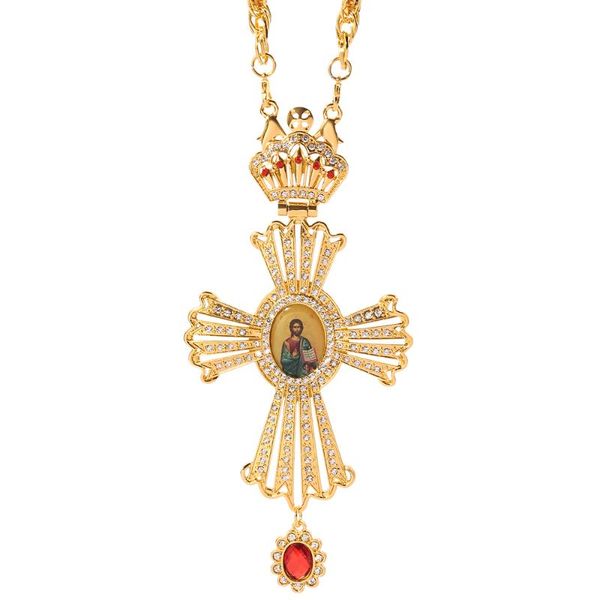 

enameled pectoral cross chain jesus crucifix pendants christian clergy pendant priest episcopal orthodox, Silver