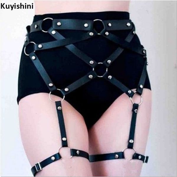 

women hip hop style nightclub party punk waist belts pu leather thigh suspenders belt straps leg love of gift, Black;brown