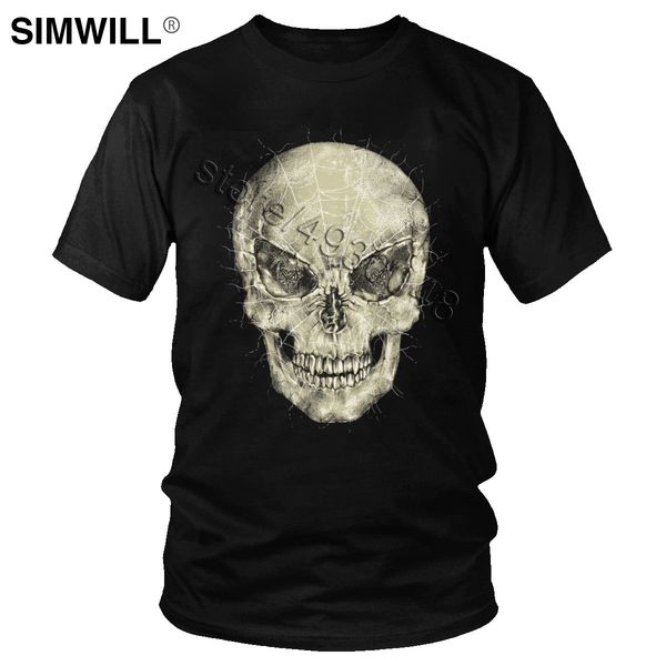 

retro awesome spider skull t shirt men's horror print 100% cotton t-shirt round neck short sleeves fashion design graphic tees