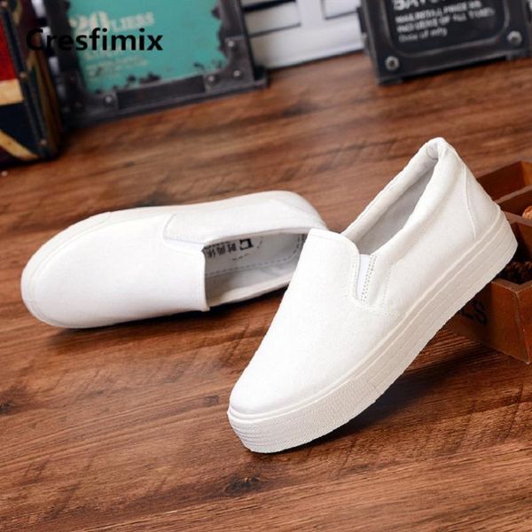 

cresfimix women classic height increased white canvas shoes lady casual spring street slip on shoes zapatos cool a2193, Black