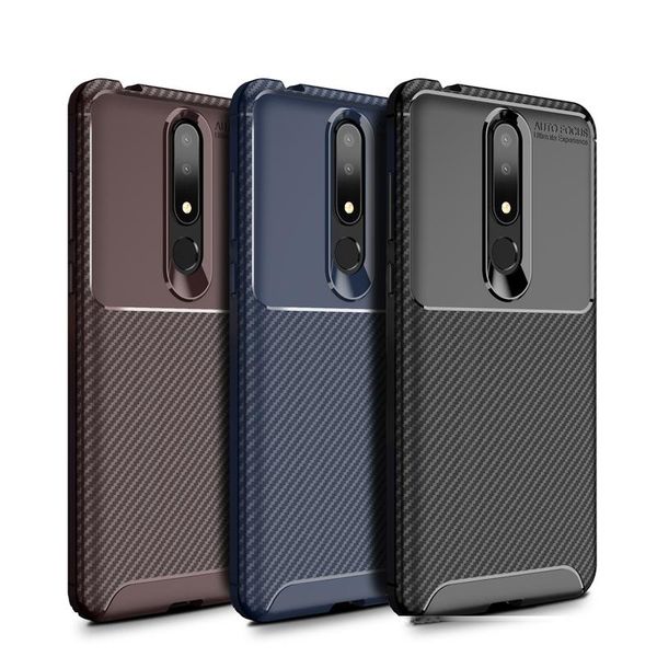 

tpu phone cover carbon fiber shockproof phone case frosted concise mobile phone protective back cover for nokia 3.1 plus