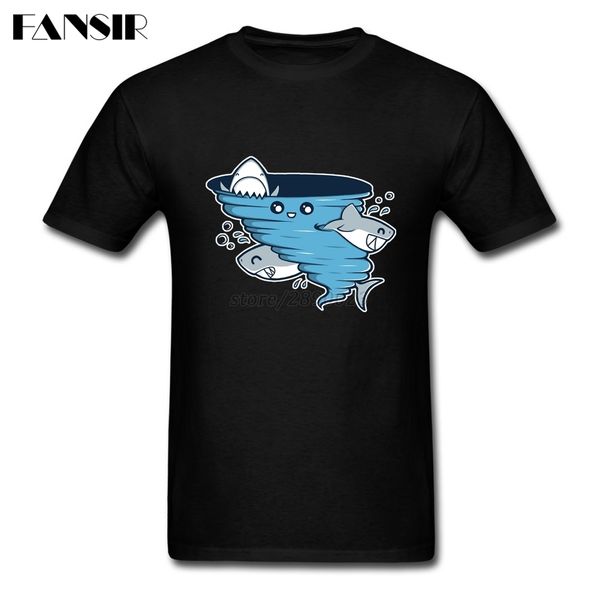 

men t-shirt summer custom cotton short sleeve tee shirts for men cute shark in whirlpool guys tee