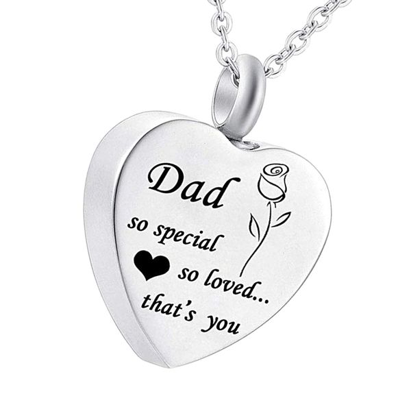 

waterproof premium stainless steel mini heart cremation keepsake urn necklace men women family, Silver