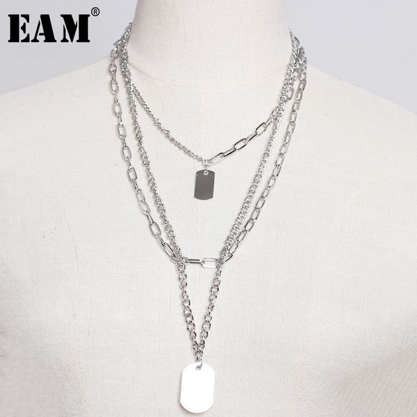 

eam] women chain split joint layers short necklace accessories new temperament fashion tide all-match spring autumn 2020 ju012, Silver