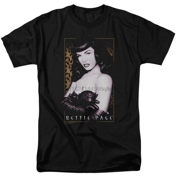 

vintage style bettie page pin-up model new cheetah in black leather tee shirt s-3xl